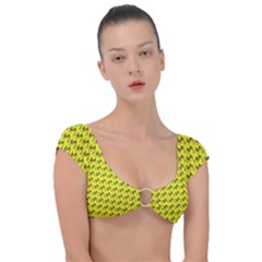 Fern Pattern 2 Yellow Cap Sleeve Ring Bikini Top