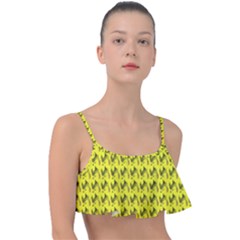 Fern Pattern 2 Yellow Frill Bikini Top by violetheavensky