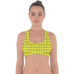 Fern Pattern 2 Yellow Cross Back Hipster Bikini Top  by violetheavensky