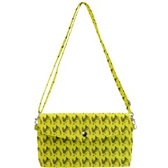 Fern Pattern 2 Yellow Removable Strap Clutch Bag by violetheavensky