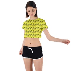 Fern Pattern 2 Yellow Tie Back Short Sleeve Crop Tee by violetheavensky