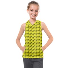 Fern Pattern 2 Yellow Kids  Sleeveless Hoodie by violetheavensky