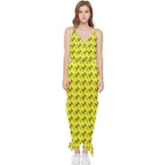 Fern Pattern 2 Yellow Sleeveless Tie Ankle Chiffon Jumpsuit by violetheavensky