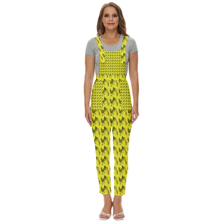 Fern Pattern 2 Yellow Full Overalls