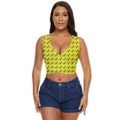 Fern Pattern 2 Yellow Women s Sleeveless Wrap Top by violetheavensky