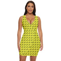 Fern Pattern 2 Yellow Draped Bodycon Dress by violetheavensky