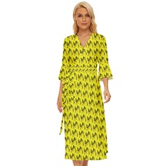 Fern Pattern 2 Yellow Midsummer Wrap Dress