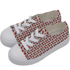 Kawaii Jam Pattern Aqua Kids  Low Top Canvas Sneakers