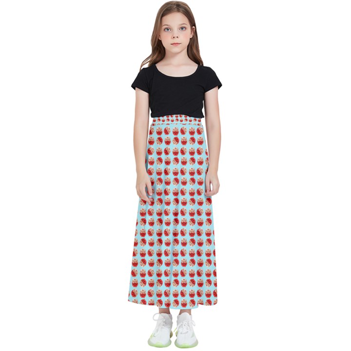 Kawaii Jam Pattern Aqua Kids  Flared Maxi Skirt