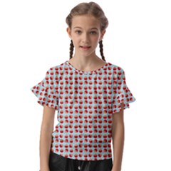 Kawaii Jam Pattern Aqua Kids  Cut Out Flutter Sleeves