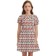 Kawaii Jam Pattern Aqua Kids  Bow Tie Puff Sleeve Dress by violetheavensky