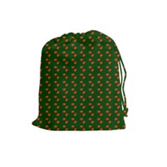 Kawaii Pumpkin Patt Green Drawstring Pouch (large) by violetheavensky