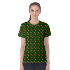 Kawaii Pumpkin Patt Green Women s Cotton Tee