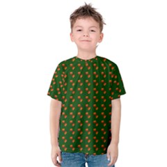 Kawaii Pumpkin Patt Green Kids  Cotton Tee