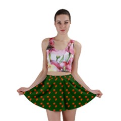 Kawaii Pumpkin Patt Green Mini Skirt