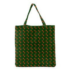 Kawaii Pumpkin Patt Green Grocery Tote Bag by violetheavensky