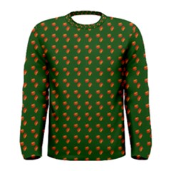 Kawaii Pumpkin Patt Green Men s Long Sleeve Tee