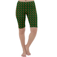 Kawaii Pumpkin Patt Green Cropped Leggings 