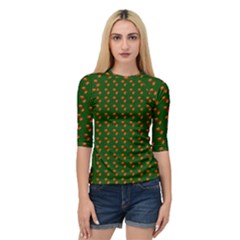 Kawaii Pumpkin Patt Green Quarter Sleeve Raglan Tee