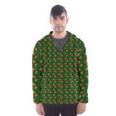 Kawaii Pumpkin Patt Green Men s Hooded Windbreaker