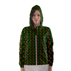 Kawaii Pumpkin Patt Green Women s Hooded Windbreaker