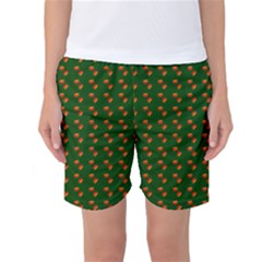 Kawaii Pumpkin Patt Green Women s Basketball Shorts by violetheavensky