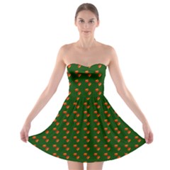 Kawaii Pumpkin Patt Green Strapless Bra Top Dress by violetheavensky