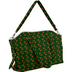 Kawaii Pumpkin Patt Green Canvas Crossbody Bag by violetheavensky