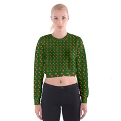 Kawaii Pumpkin Patt Green Cropped Sweatshirt by violetheavensky