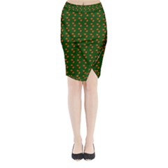 Kawaii Pumpkin Patt Green Midi Wrap Pencil Skirt by violetheavensky