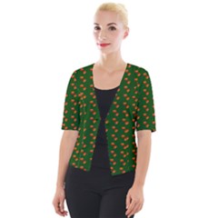 Kawaii Pumpkin Patt Green Cropped Button Cardigan by violetheavensky