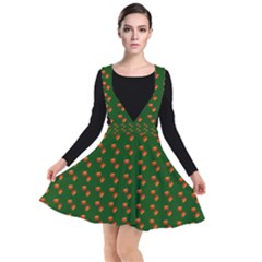 Kawaii Pumpkin Patt Green Plunge Pinafore Dress by violetheavensky