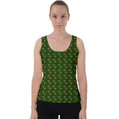 Kawaii Pumpkin Patt Green Velvet Tank Top by violetheavensky