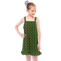 Kawaii Pumpkin Patt Green Kids  Overall Dress by violetheavensky