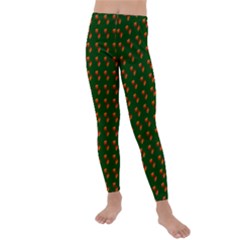 Kawaii Pumpkin Patt Green Kids  Lightweight Velour Leggings by violetheavensky