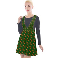 Kawaii Pumpkin Patt Green Plunge Pinafore Velour Dress by violetheavensky