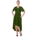 Kawaii Pumpkin Patt Green Front Wrap High Low Dress View1