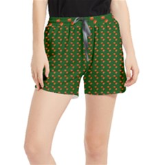 Kawaii Pumpkin Patt Green Women s Runner Shorts by violetheavensky