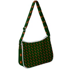 Kawaii Pumpkin Patt Green Zip Up Shoulder Bag by violetheavensky