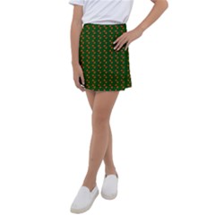 Kawaii Pumpkin Patt Green Kids  Tennis Skirt by violetheavensky