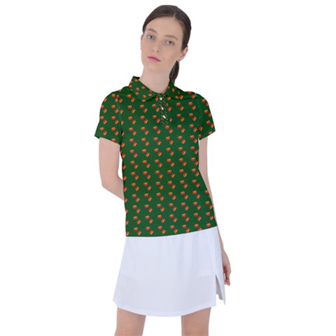 Kawaii Pumpkin Patt Green Women s Polo Tee by violetheavensky