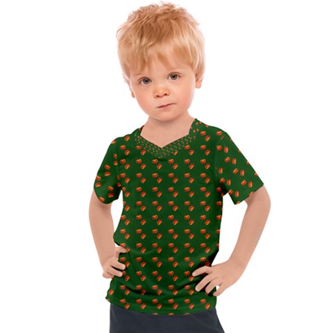 Kawaii Pumpkin Patt Green Kids  Sports Tee by violetheavensky