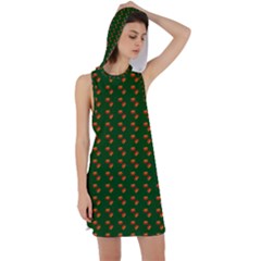 Kawaii Pumpkin Patt Green Racer Back Hoodie Dress by violetheavensky