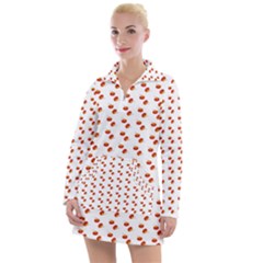 Kawaii Pumpkin Patt White Women s Long Sleeve Casual Dress by violetheavensky