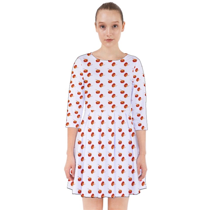 Kawaii Pumpkin Patt White Smock Dress