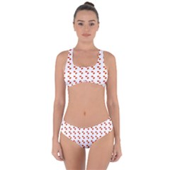 Kawaii Pumpkin Patt White Criss Cross Bikini Set by violetheavensky