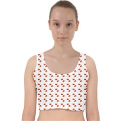 Kawaii Pumpkin Patt White Velvet Racer Back Crop Top by violetheavensky