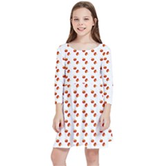 Kawaii Pumpkin Patt White Kids  Quarter Sleeve Skater Dress by violetheavensky