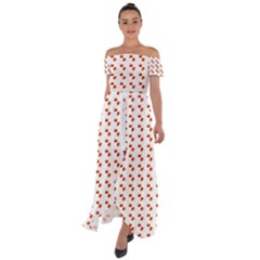 Kawaii Pumpkin Patt White Off Shoulder Open Front Chiffon Dress by violetheavensky