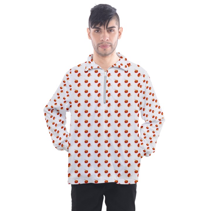 Kawaii Pumpkin Patt White Men s Half Zip Pullover